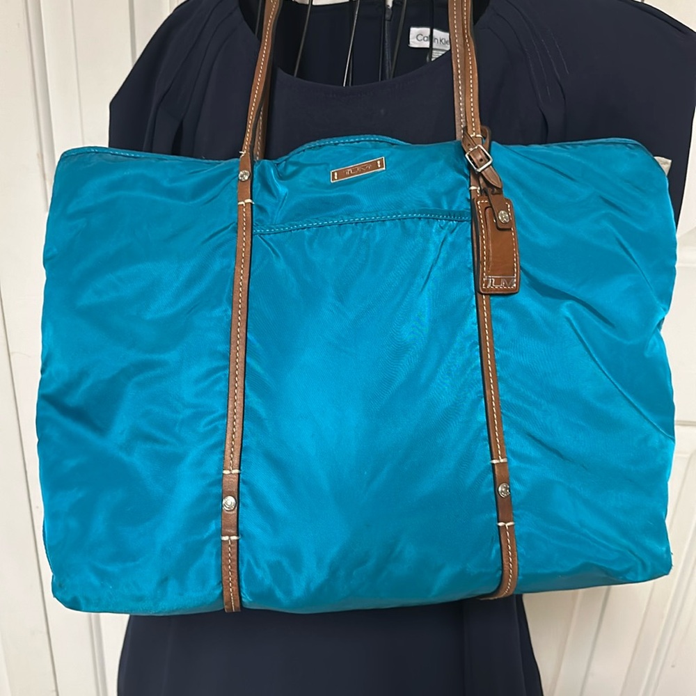 Tumi Voyageur Aqua Nylon Tote Bag
